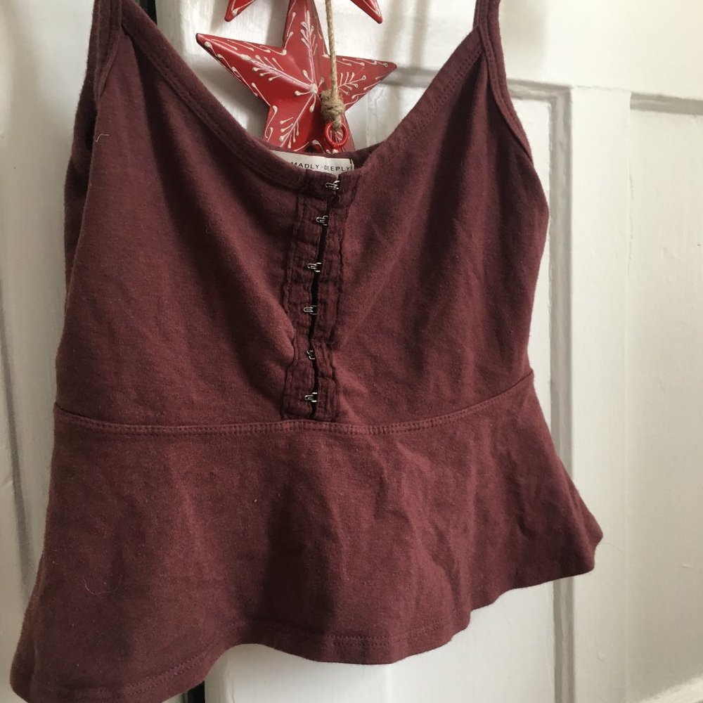 urban outfitters purple peplum tank top